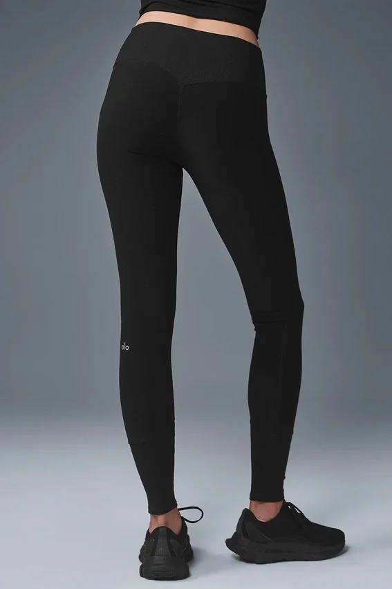 High-Waist Alosoft Legginsy domowe – czarne