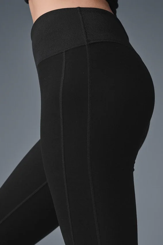 High-Waist Alosoft Legginsy domowe – czarne