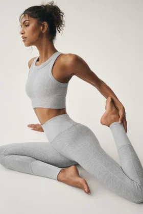 High-Waist Alosoft Lounge Legginsy – sportowa szarość melanżowa