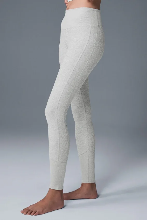 High-Waist Alosoft Lounge Legginsy – sportowa szarość melanżowa