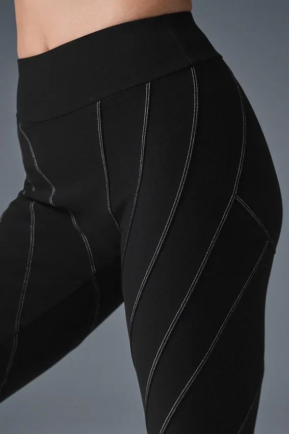 High-Waist Alosoft Sunray Legging – Czarne/Białe