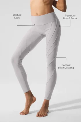 High-Waist Alosoft Sunray Legging – wykończenie „Grey Sky Wash”