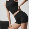High-Waist Alosoft Szorty, 3" – czarne
