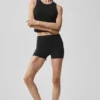 High-Waist Alosoft Szorty, 3" – czarne