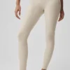 High-Waist Heart Throb Legginsy Alosoft – kolor owsiany melanżowy/biały