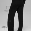 High-Waist kaszmirowe spodnie z miękką dzianiną waflową – czarne