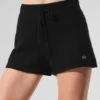 High-Waist kaszmirowe szorty o puszystej fakturze waflowej – czarne