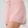 High-Waist kaszmirowe szorty o puszystej fakturze waflowej – kolor różowy kwarc