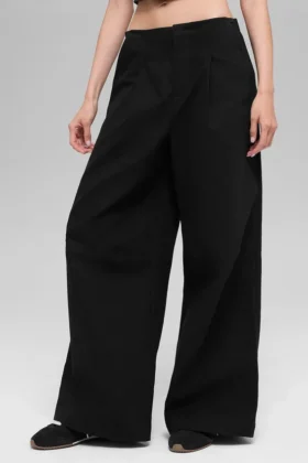 High-Waist Main Character Wide Leg Trouser – czarne