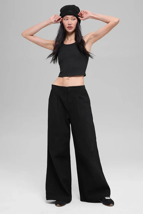 High-Waist Main Character Wide Leg Trouser – czarne