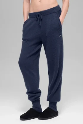 High-Waist New Class Jogger z wełny i kaszmiru – granatowe