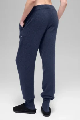 High-Waist New Class Jogger z wełny i kaszmiru – granatowe