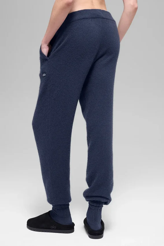 High-Waist New Class Jogger z wełny i kaszmiru – granatowe