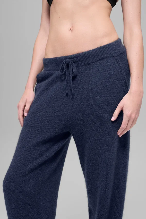 High-Waist New Class Jogger z wełny i kaszmiru – granatowe