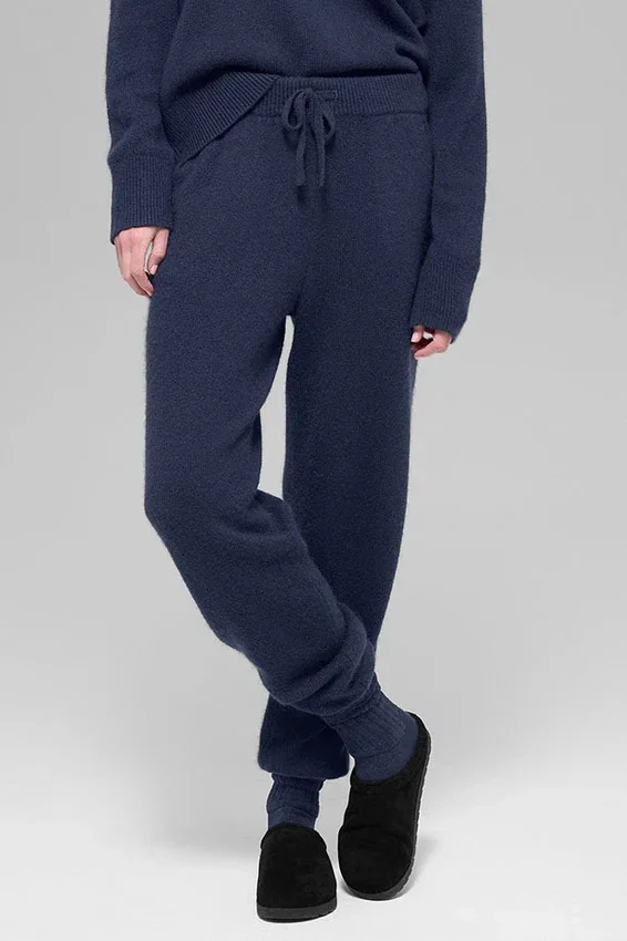 High-Waist New Class Jogger z wełny i kaszmiru – granatowe