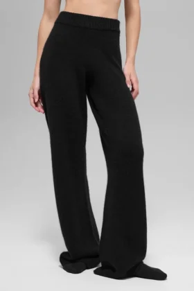 High-Waist New Class Wide Leg Pants z wełny i kaszmiru – czarne