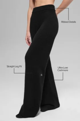 High-Waist New Class Wide Leg Pants z wełny i kaszmiru – czarne