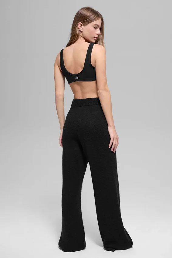 High-Waist New Class Wide Leg Pants z wełny i kaszmiru – czarne