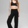 High-Waist New Class Wide Leg Pants z wełny i kaszmiru – czarne