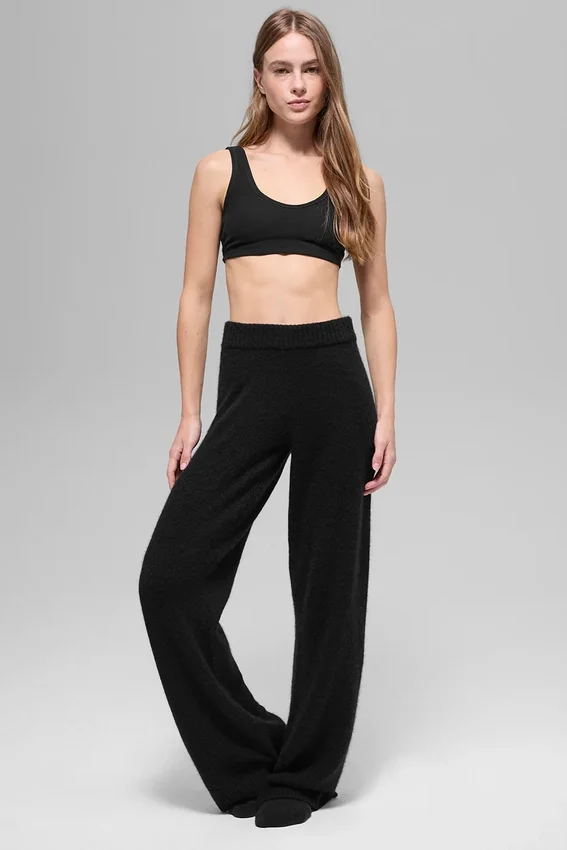 High-Waist New Class Wide Leg Pants z wełny i kaszmiru – czarne