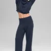 High-Waist New Class Wide Leg Pants z wełny i kaszmiru – granatowe