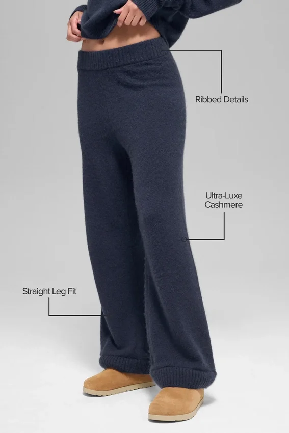 High-Waist New Class Wide Leg Pants z wełny i kaszmiru – granatowe