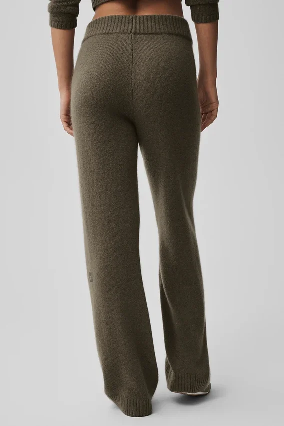 High-Waist New Class z wełny i kaszmiru o szerokich nogawkach – Olive Tree