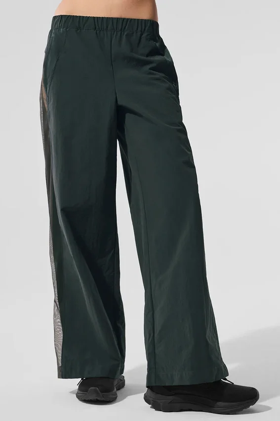 High-Waist Origin Wide Leg Track Pant – kolor grafitowo-zielony