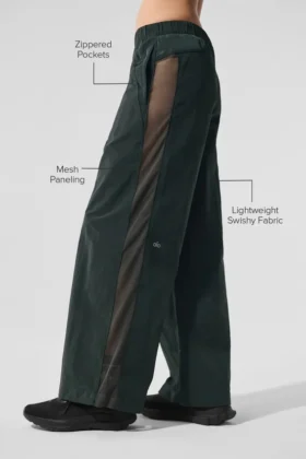 High-Waist Origin Wide Leg Track Pant – kolor grafitowo-zielony