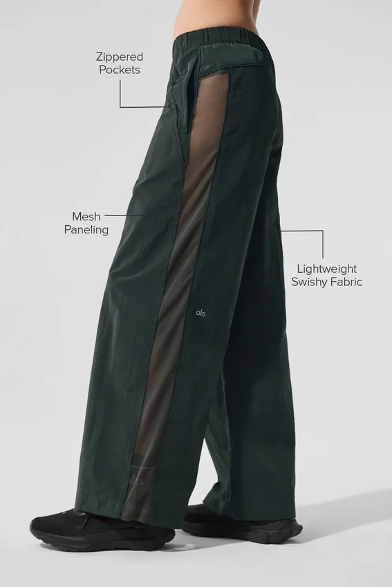 High-Waist Origin Wide Leg Track Pant – kolor grafitowo-zielony