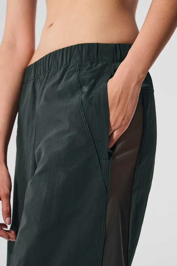 High-Waist Origin Wide Leg Track Pant – kolor grafitowo-zielony