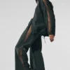 High-Waist Origin Wide Leg Track Pant – kolor grafitowo-zielony