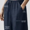 High-Waist spodnie z prostymi nogawkami z kolekcji „Golden Hour” – granatowe
