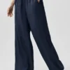 High-Waist spodnie z prostymi nogawkami z kolekcji „Golden Hour” – granatowe