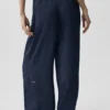 High-Waist spodnie z prostymi nogawkami z kolekcji „Golden Hour” – granatowe