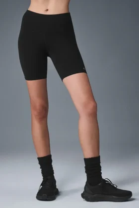 High-Waist szorty rowerowe 7" – czarne
