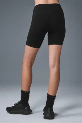 High-Waist szorty rowerowe 7″ – czarne