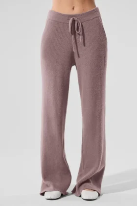 High-Waist Wide Leg Pants „Snuggle up Sweater” – kolor grzybowy