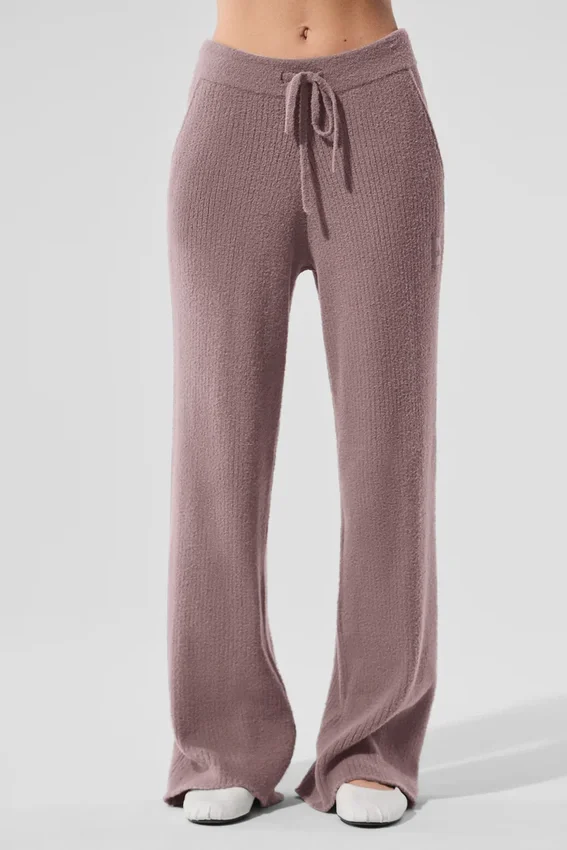 High-Waist Wide Leg Pants „Snuggle up Sweater” – kolor grzybowy
