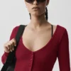 Kardigan „Whisper” z prążkowanym splotem – kolor Summer Romance Red