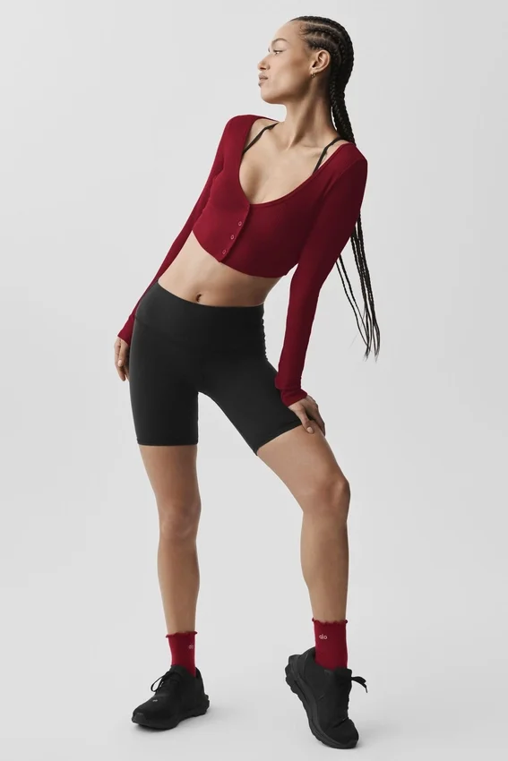 Kardigan „Whisper” z prążkowanym splotem – kolor Summer Romance Red