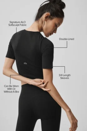 Koszulka Alo Softsculpt Precision z półrękawami – czarna