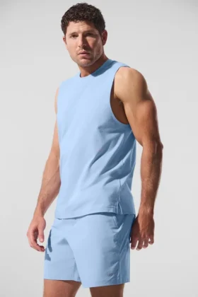 Koszulka bez rękawów Alo Vapor Muscle – kolor Seashell Blue