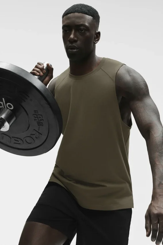 Koszulka bez rękawów Alo Vapor Muscle Tank – Olive Tree