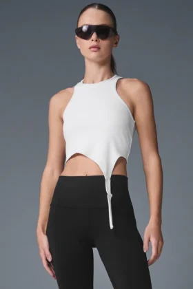 Koszulka bez rękawów Alosoft Ribbed Revelation – biała