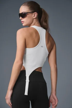 Koszulka bez rękawów Alosoft Ribbed Revelation – biała