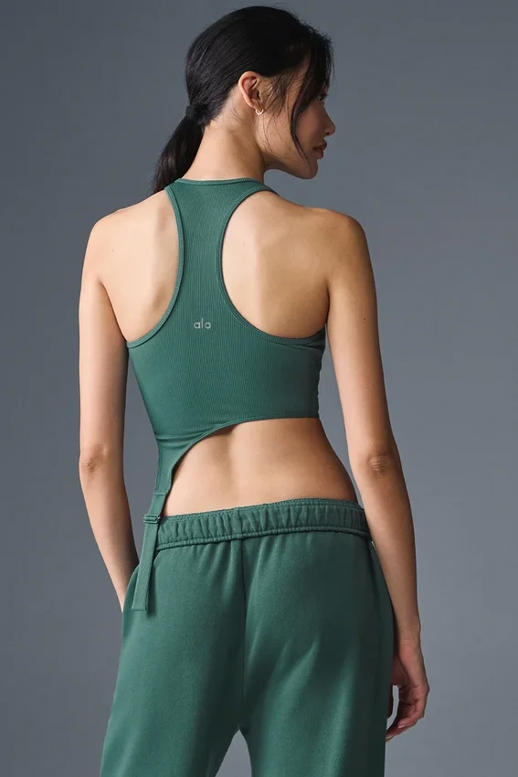 Koszulka bez rękawów Alosoft Ribbed Revelation – kolor Winter Ivy
