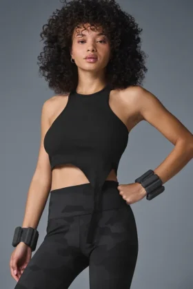 Koszulka bez rękawów Ribbed Alosoft Revelation – czarna