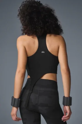 Koszulka bez rękawów Ribbed Alosoft Revelation – czarna