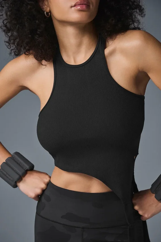 Koszulka bez rękawów Ribbed Alosoft Revelation – czarna